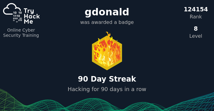 90 Day TryHackMe Learning Streak Badge